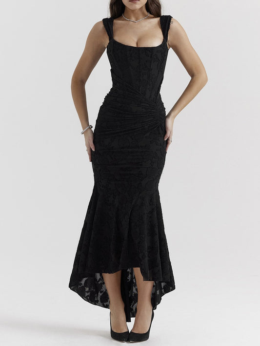 Elegant Black Floral Maxi Dress - Cesca Collection