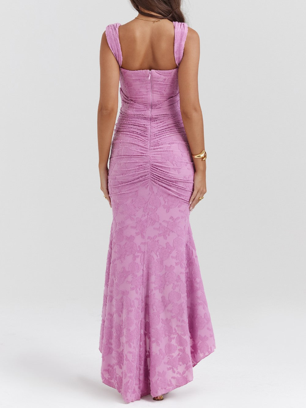 Elegant Rose Pink Floral Maxi Dress by Cesca