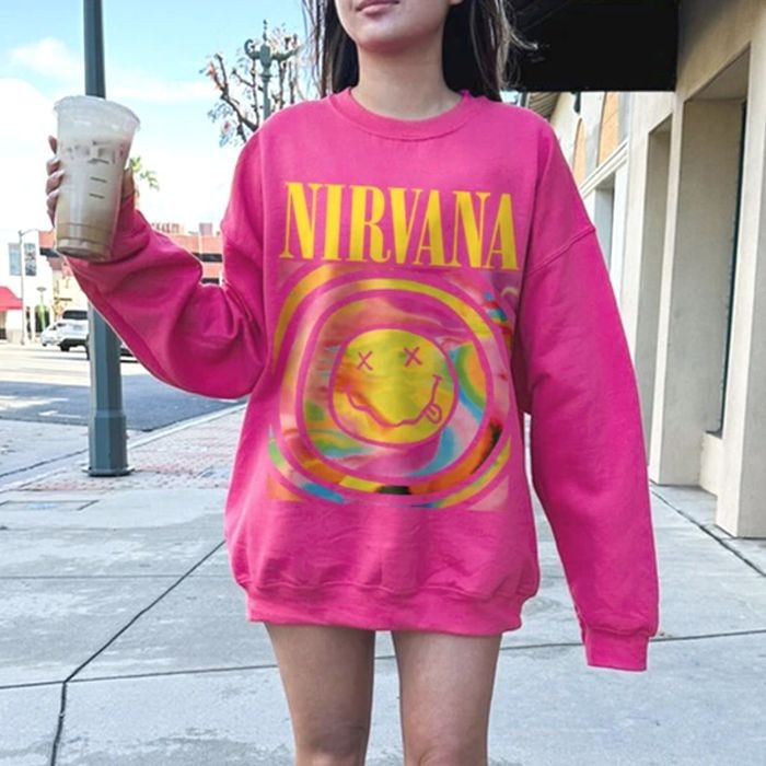 Nirvana Retro Smiley Face Sweatshirt – Embrace the Vibe!