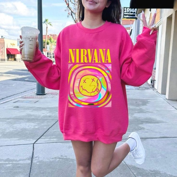 Nirvana Retro Smiley Face Sweatshirt – Embrace the Vibe!