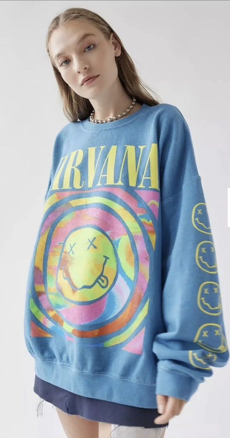 Nirvana Retro Smiley Face Sweatshirt – Embrace the Vibe!