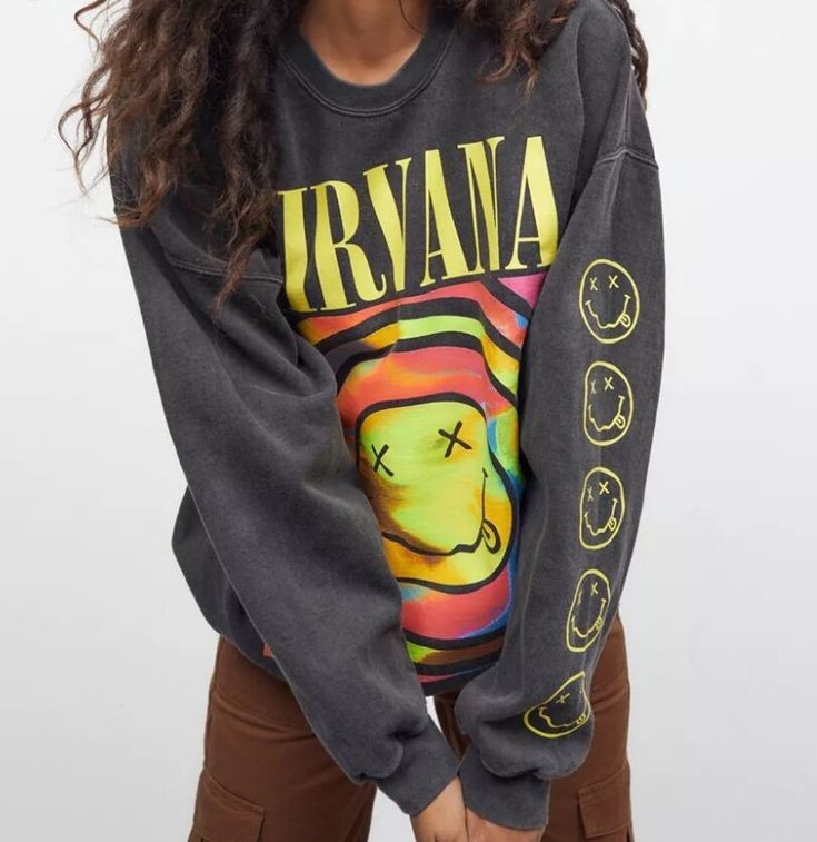 Nirvana Retro Smiley Face Sweatshirt – Embrace the Vibe!